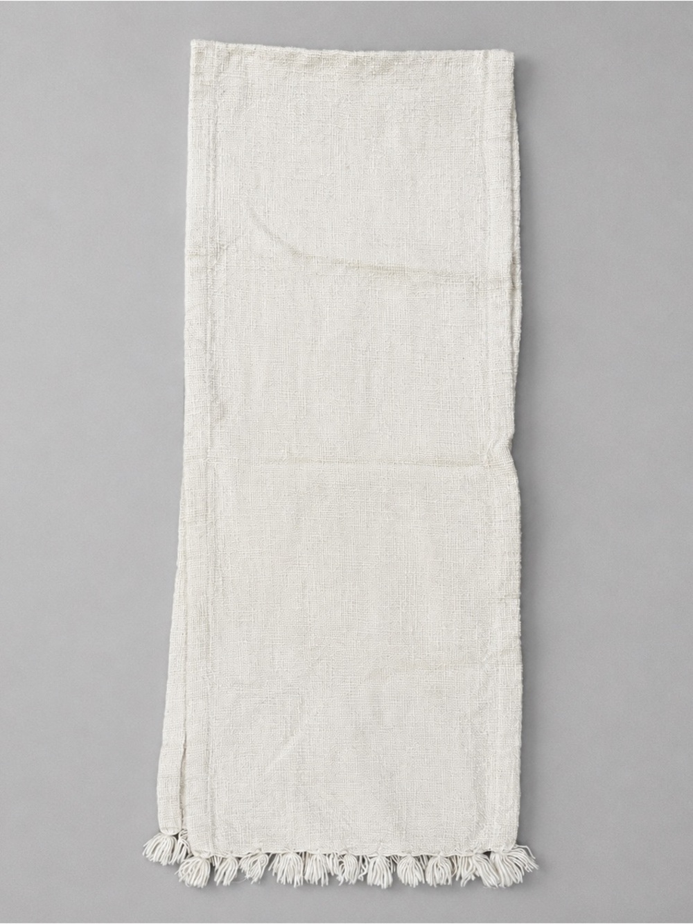 Light Cream Textured Fringe Table Runner